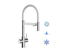 5-Wege-Wasserhahn FX Edelstahl  -poliert - schwenkbarer Auslauf & abnehmbarer 2-strahl-Handbrause